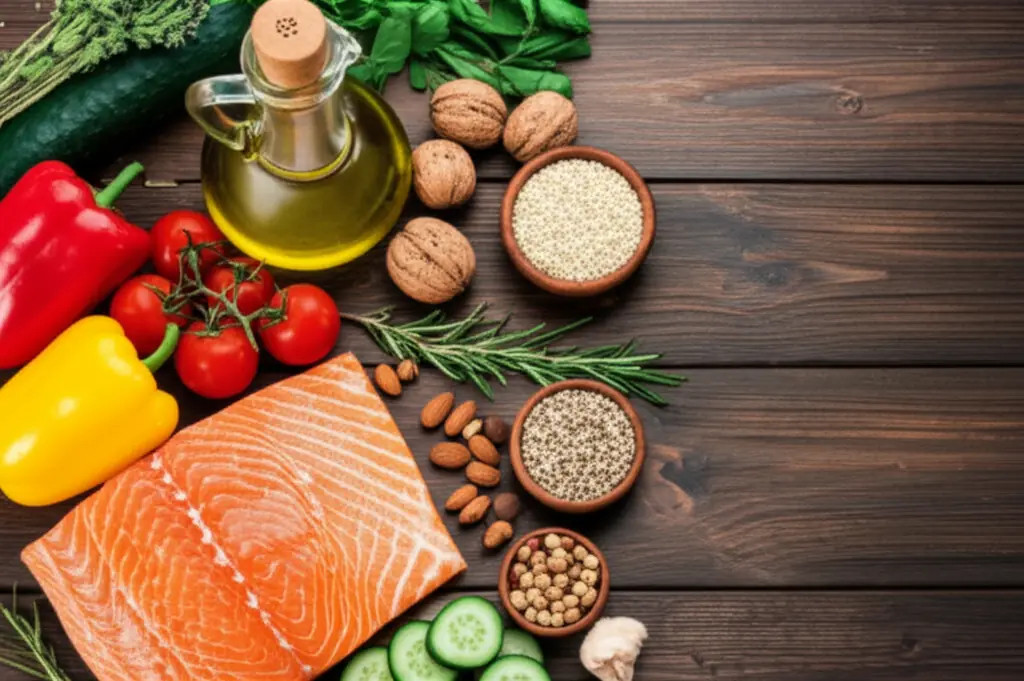 High-protein foods for muscle preservation during weight loss including chicken, fish, eggs, Greek yogurt, and legumes