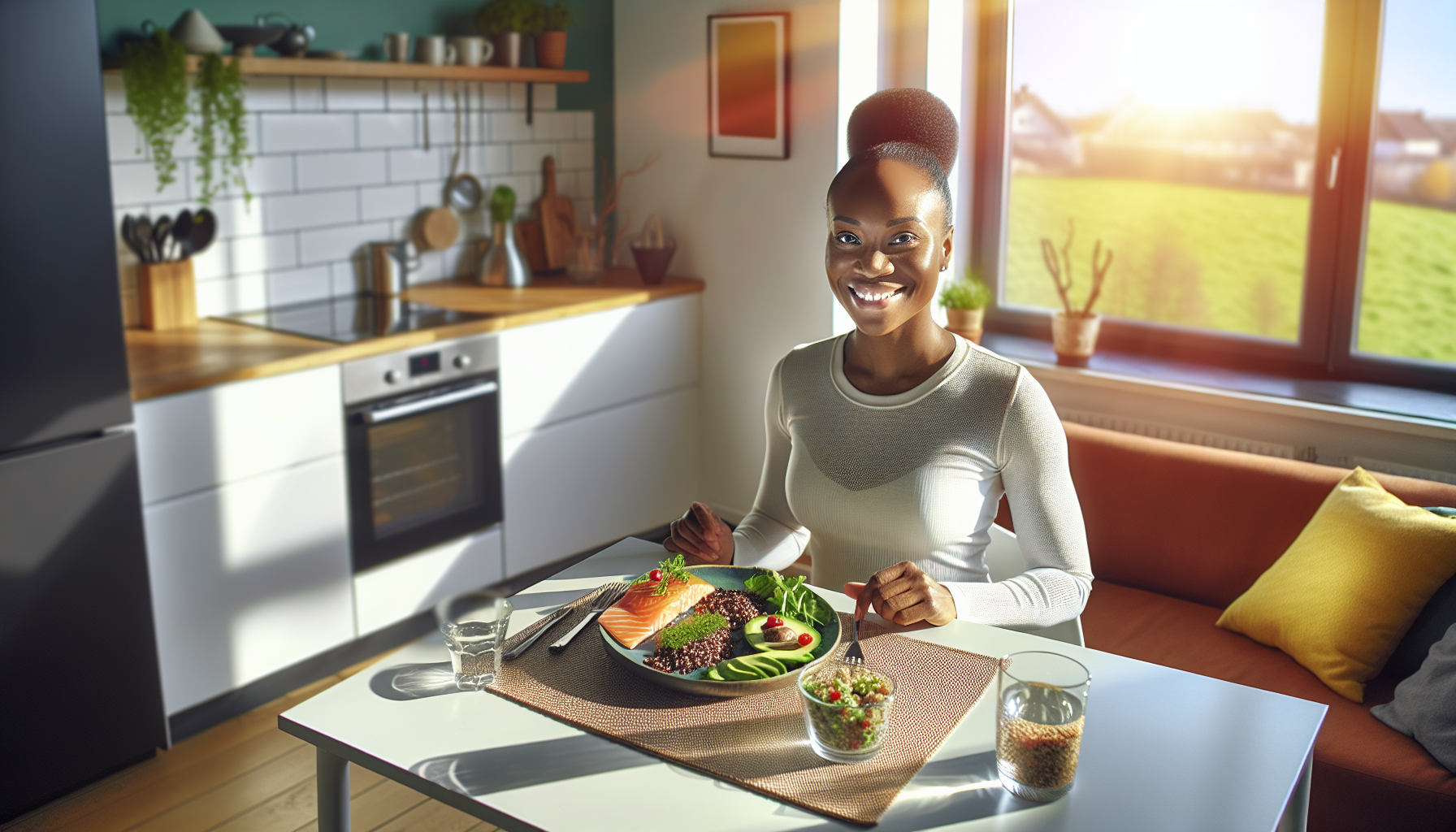 Person experiencing mental clarity after eating the right foods, avoiding brain fog triggers